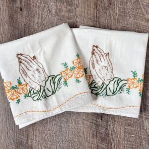 Set of pillowcases Embroidery praying hands with yellow floral‎